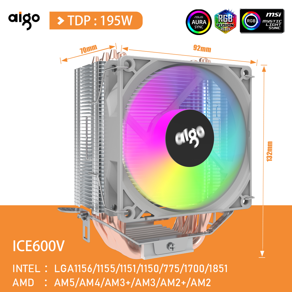 Aigo CPU Cooler 2 4 6 Heat Pip - đánh giá và giá Esports Gaming Fan